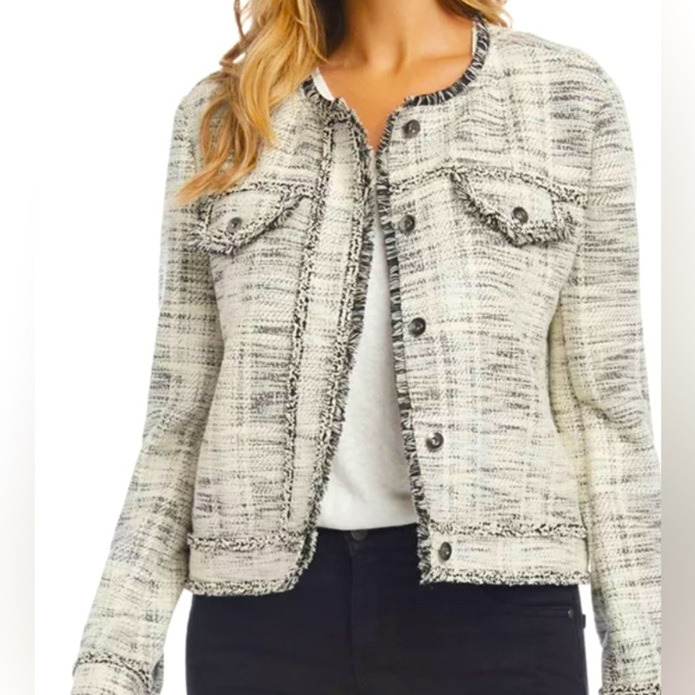 Karen Kane Womens Fringe Tweed Jacket X-large, color Bow.
